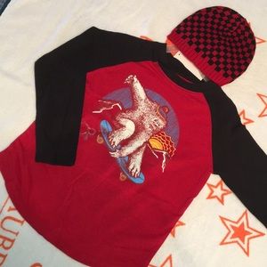 Ocean Pacific T-shirt & marching beanie 5T